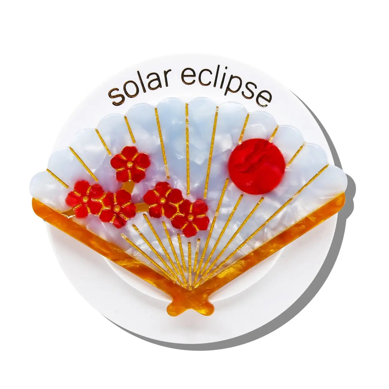 Solar Eclipse Hand-painted Japanese Fan Grip Charm