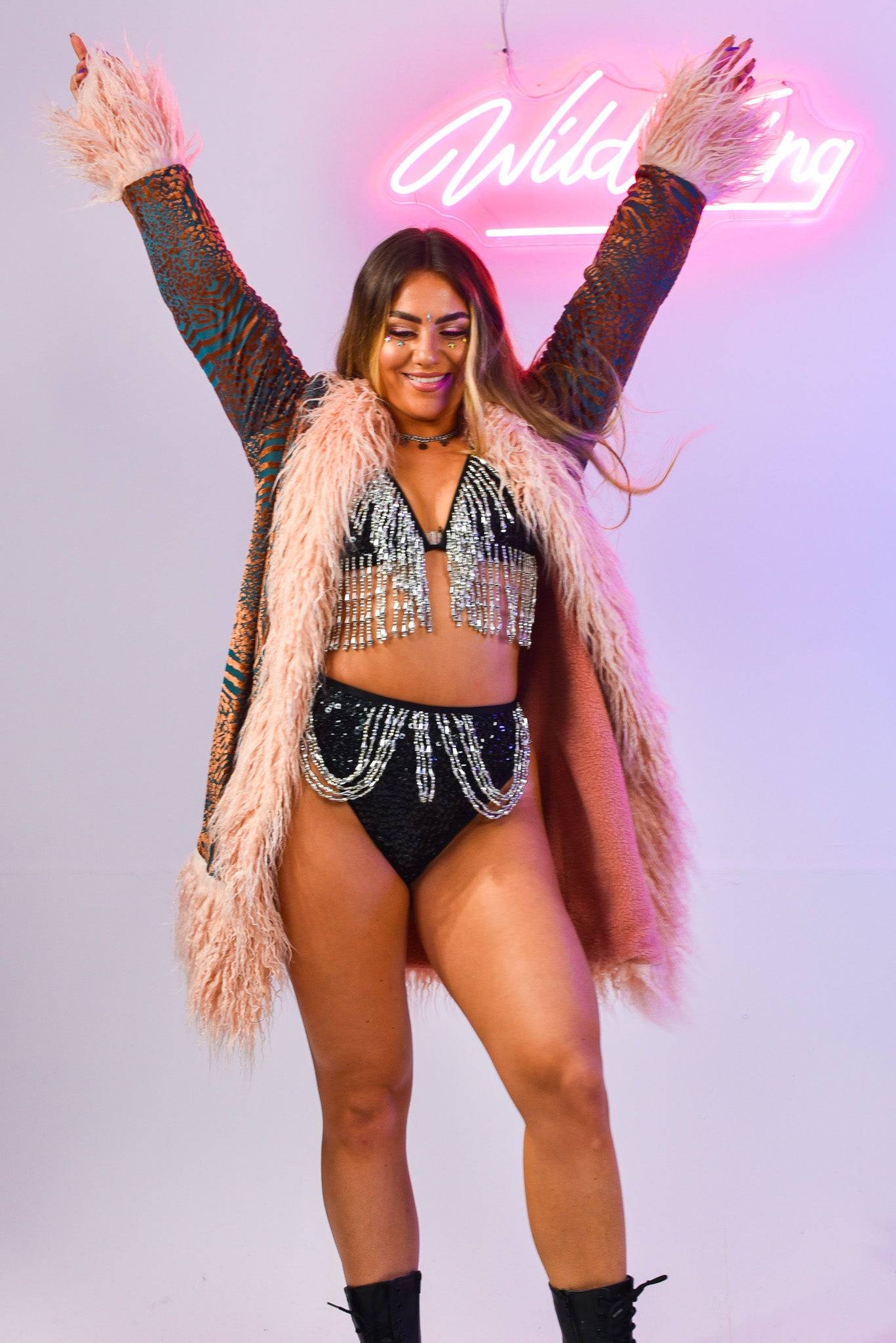 Jungle Blush Lux Faux Fur Coat