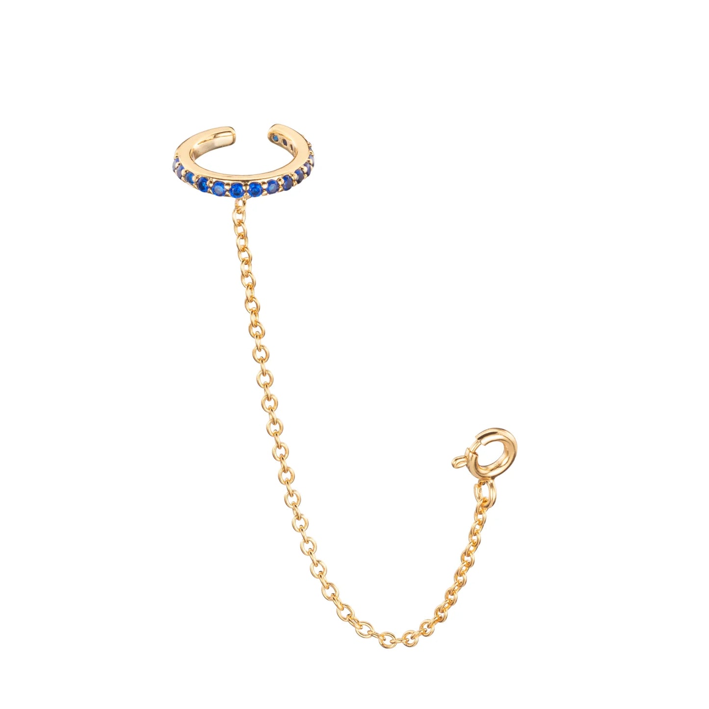 Bijoux De Mimi Kitty Blue Gold Dainty Cuff and Chain