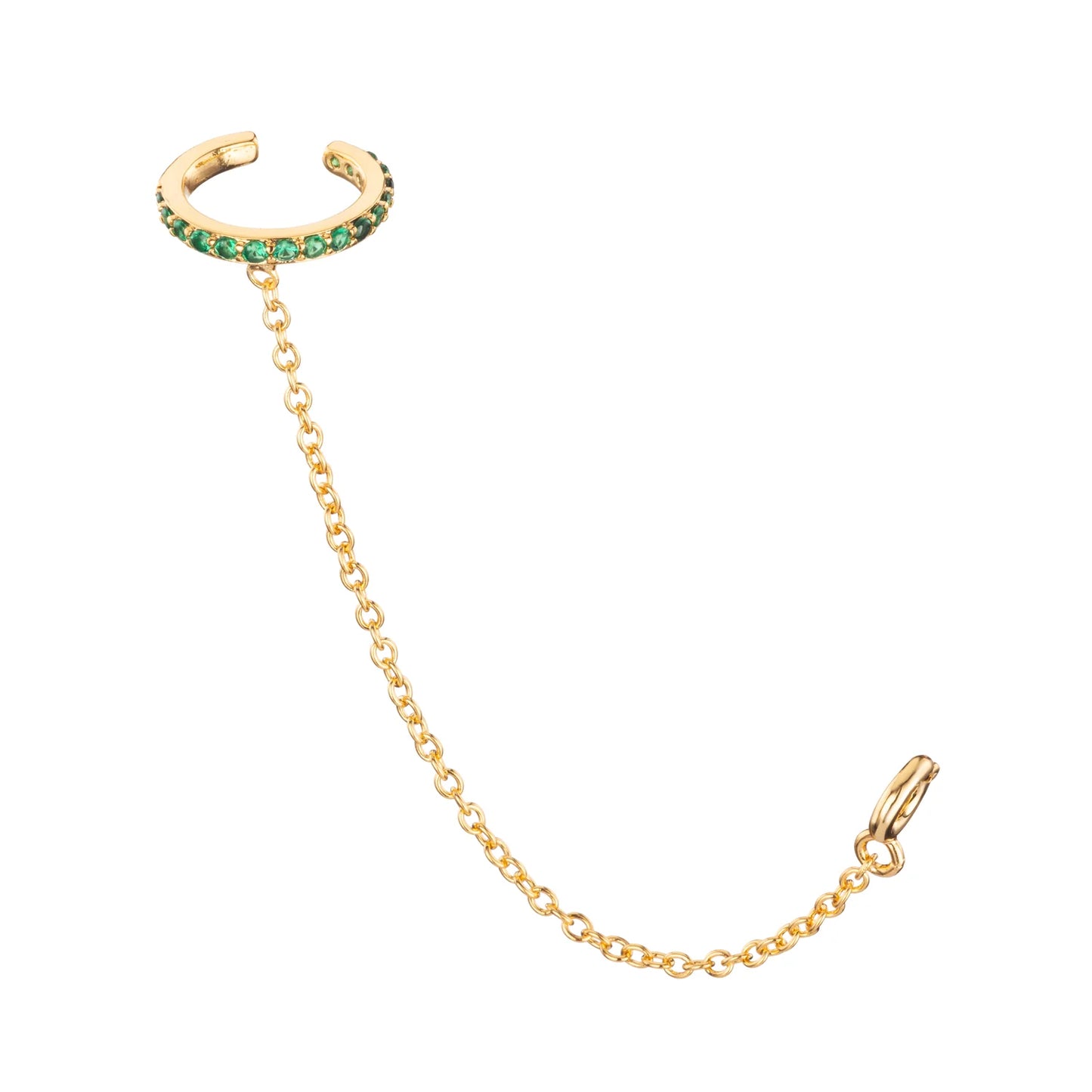 Bijoux De Mimi Kitty Green Gold Dainty Cuff and Chain