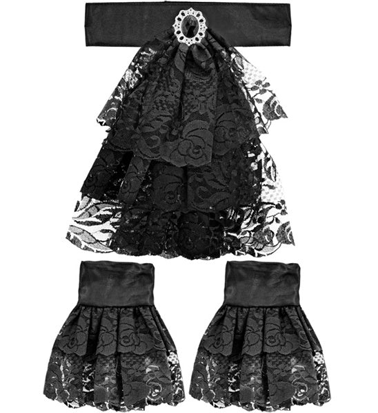 Lace Jabot with Gems and Cuff