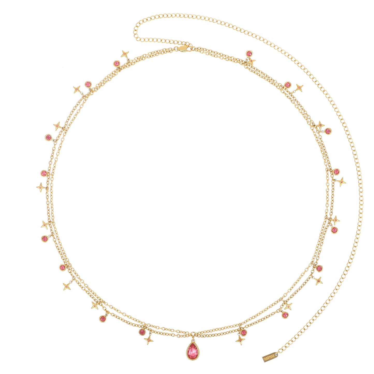 Bijoux De Mimi Lara Double Star Stacking Belly Chain - Gold & Pink