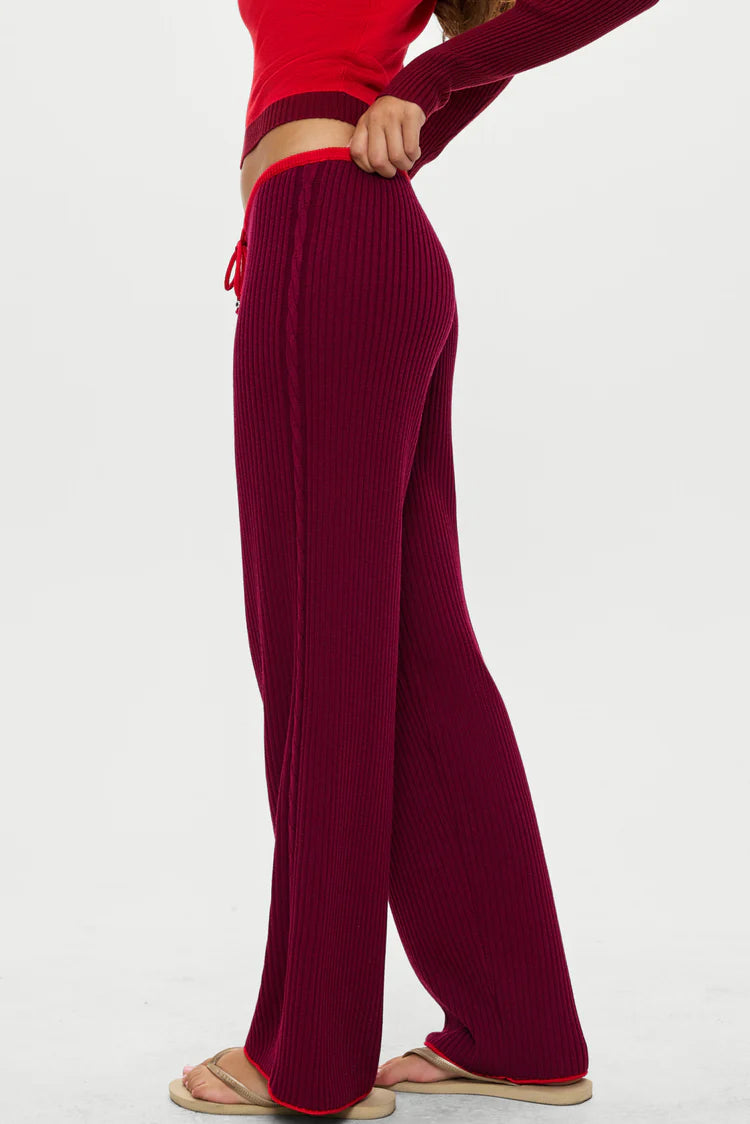 Frankies Bikinis Lochlin Knit Pant - Pomegranate