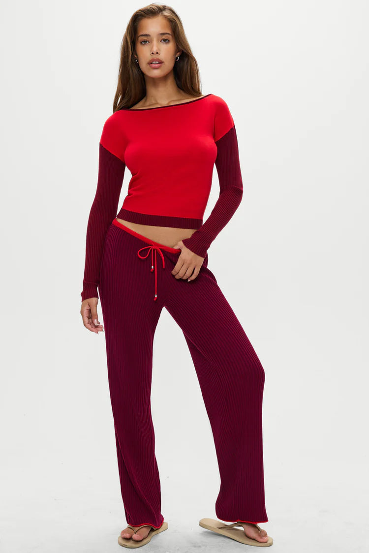 Frankies Bikinis Lochlin Knit Pant - Pomegranate