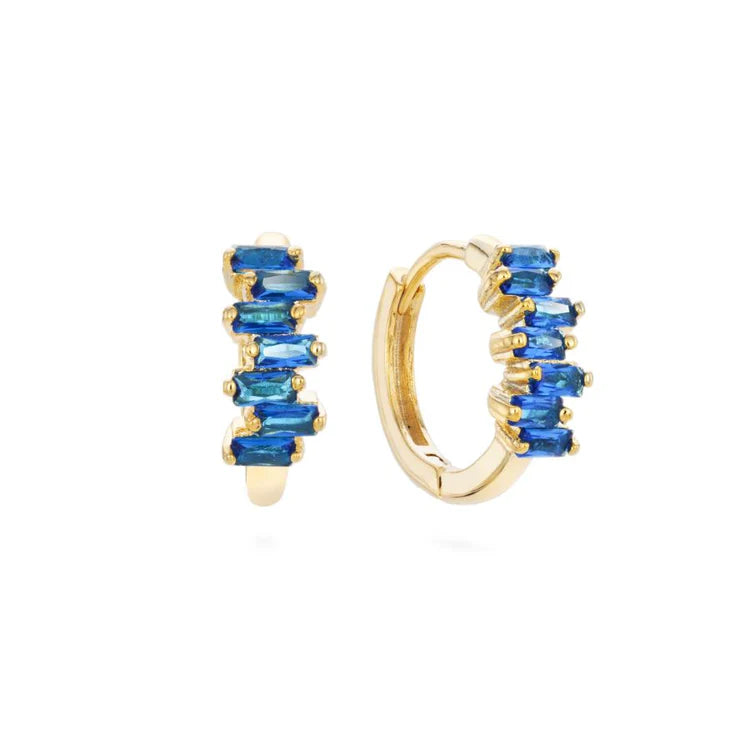 Bijoux De Mimi Lola Blue Gold Huggie Earrings