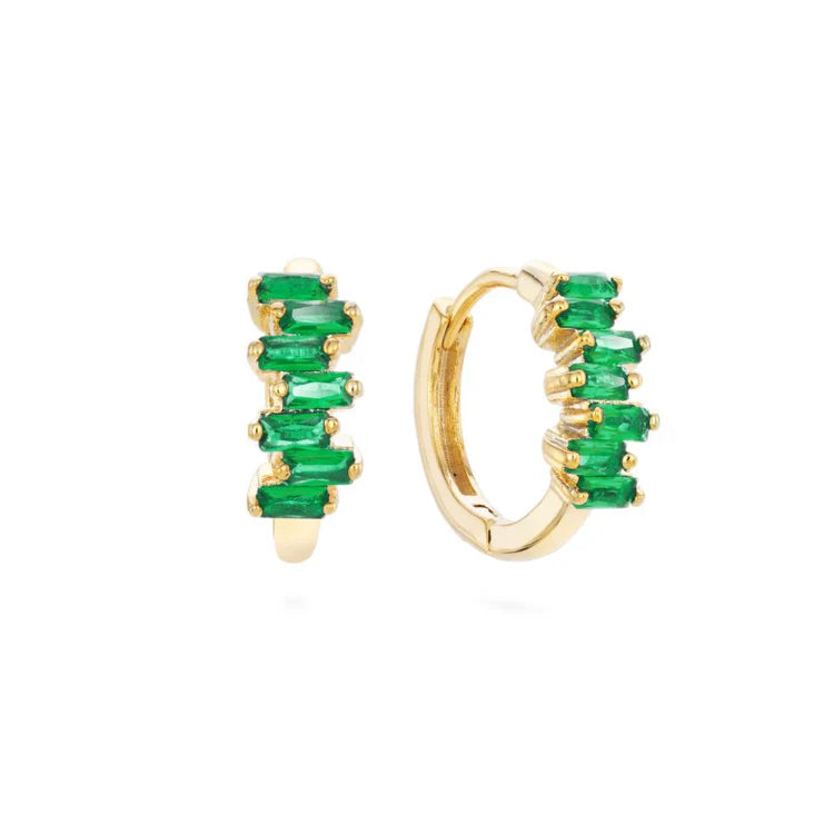 Bijoux De Mimi Lola Green Gold Huggie Earrings