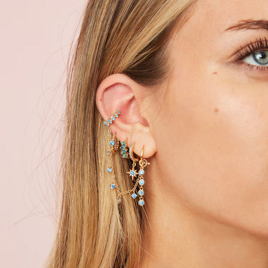 Bijoux De Mimi Lola Turquoise Gold Huggie Earrings