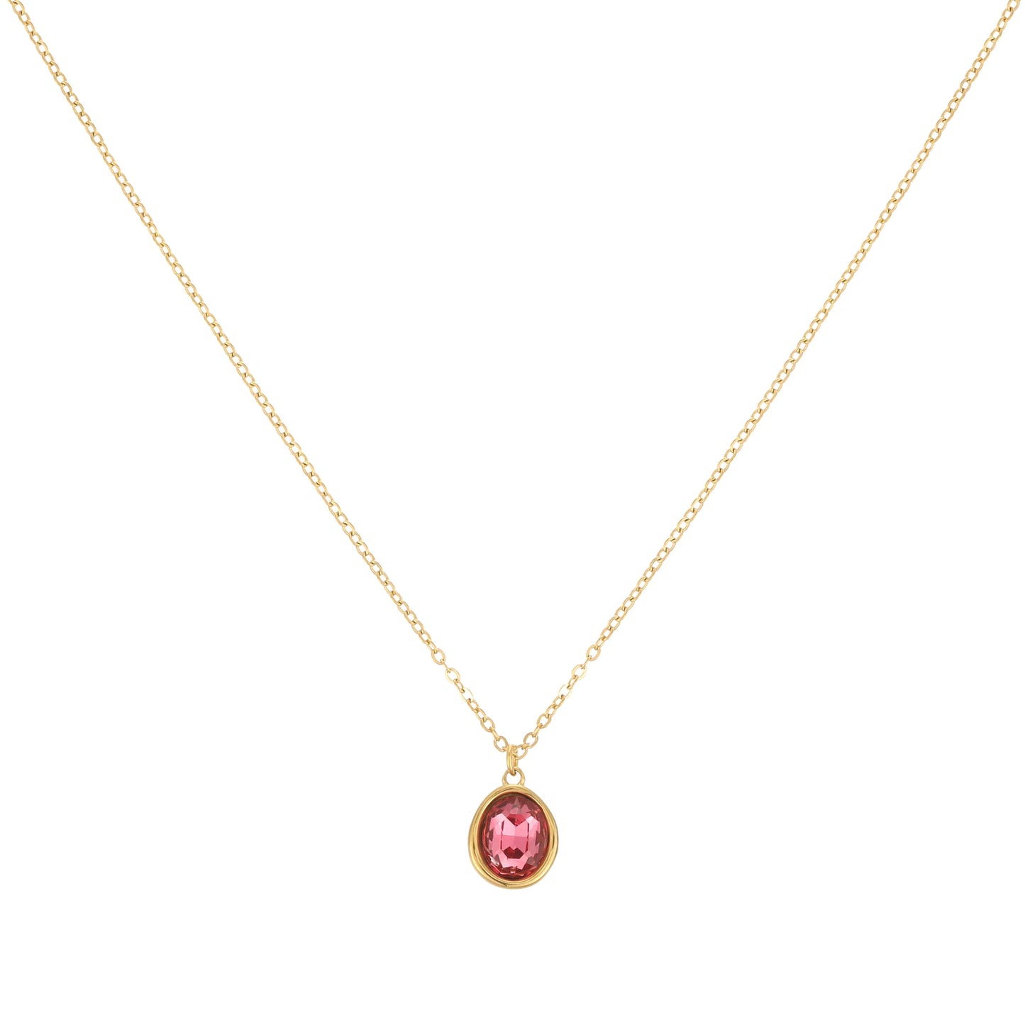 Bijoux De Mimi Maddie Simple Stone Necklace - Gold & Pink