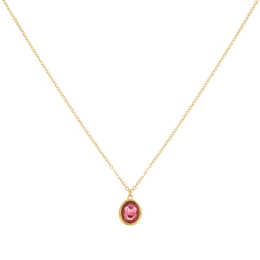 Bijoux De Mimi Maddie Simple Stone Necklace - Gold & Pink