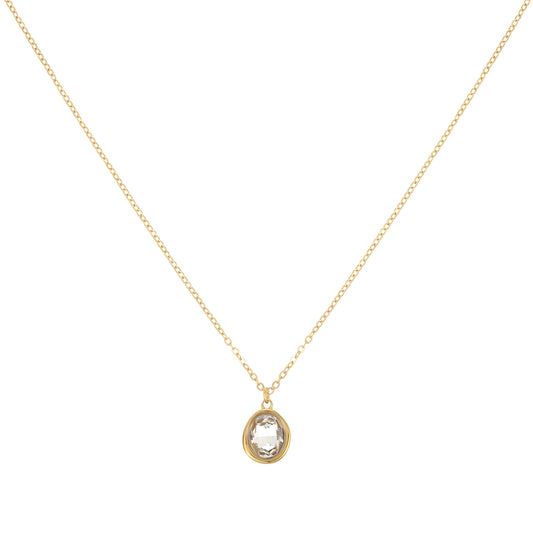 Bijoux De Mimi Maddie Simple Stone Necklace - Gold & Crystal