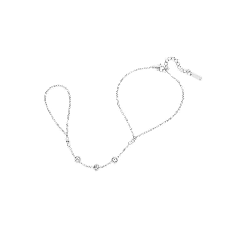 Bijoux De Mimi Madeleine Hand Chain Crystal & Silver