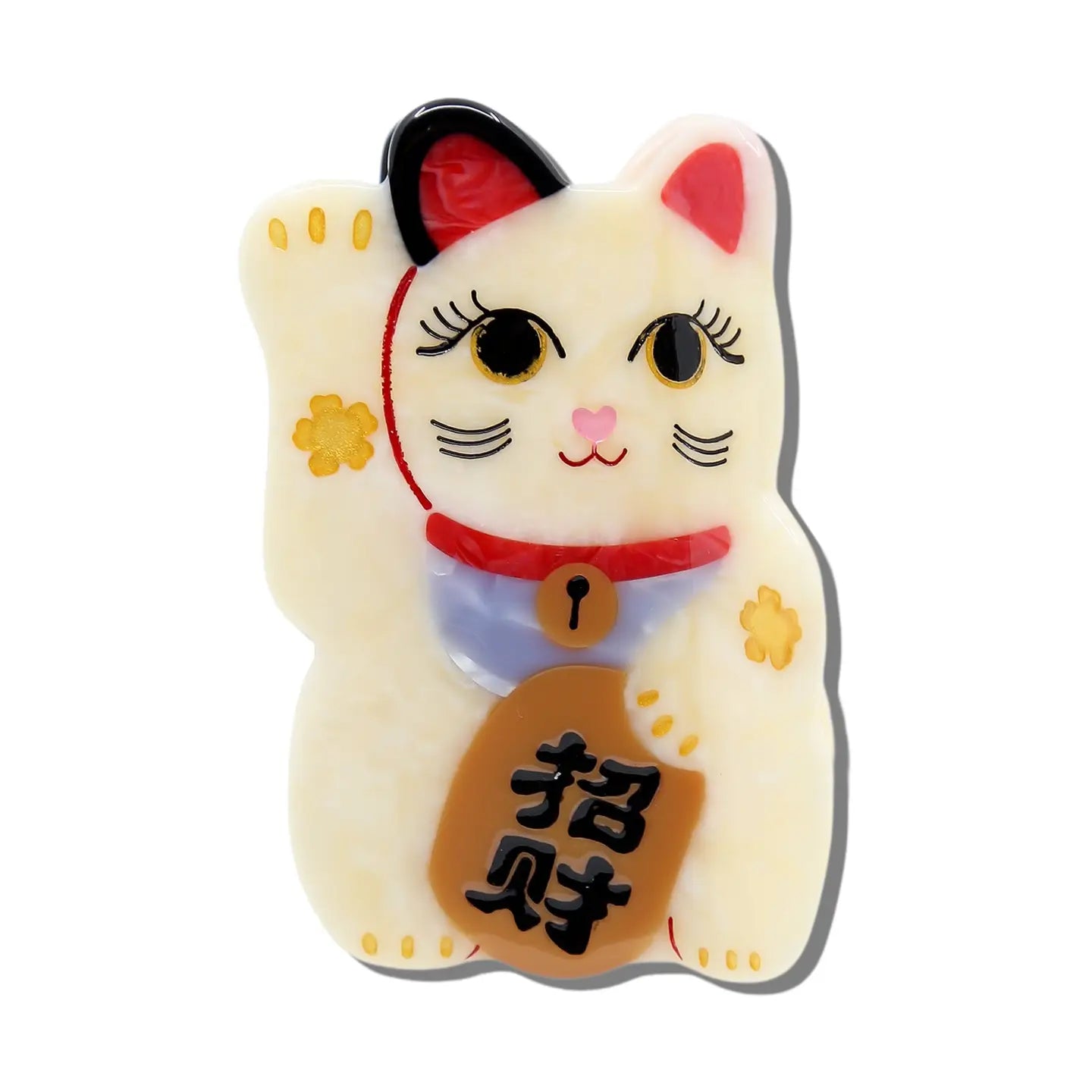 Solar Eclipse Hand-Painted Maneki-Neko Cat Claw Hair Clip - White COMING SOON
