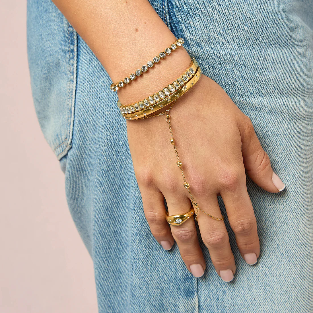 Bijoux De Mimi Martha Bangle - Gold & Crystal