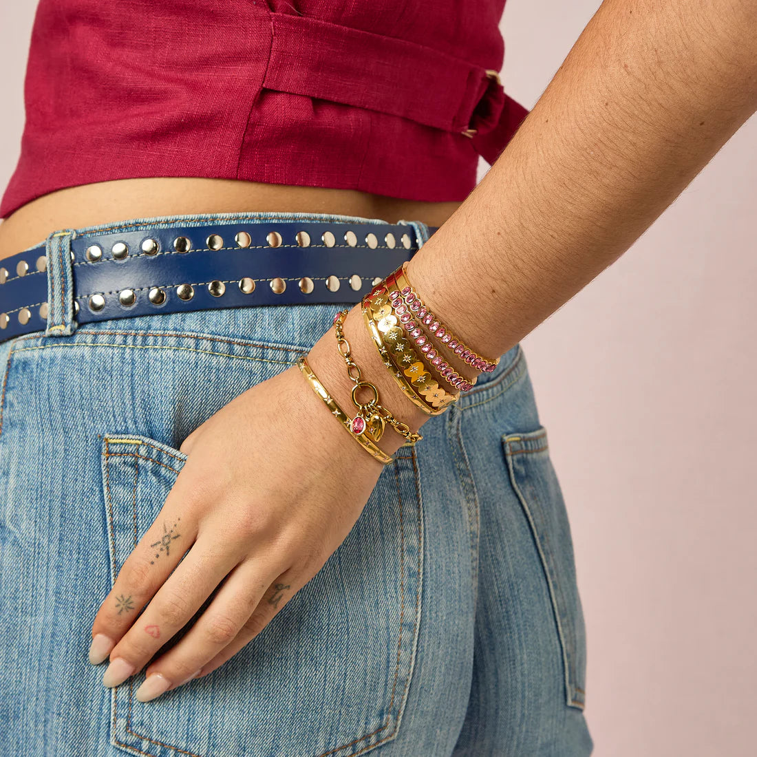 Bijoux De Mimi Martha Bangle - Gold & Pink