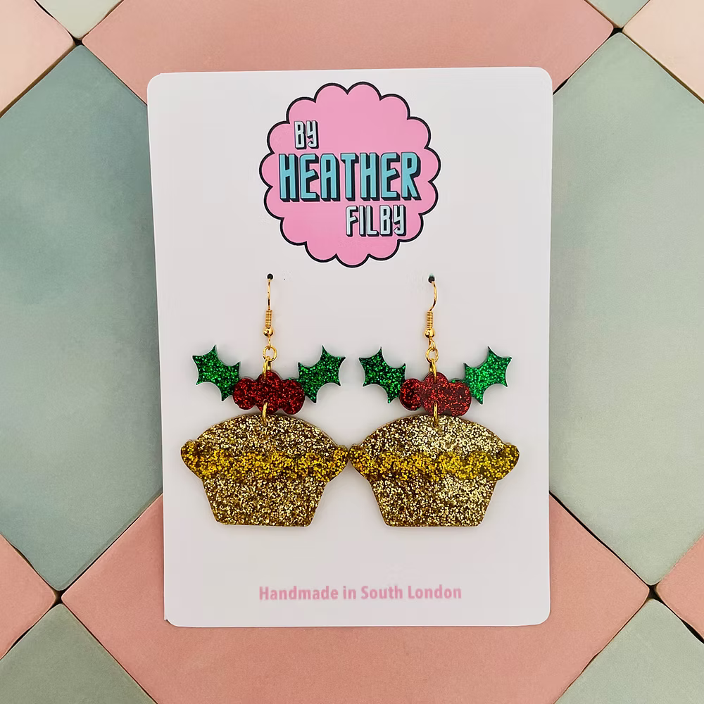 Mince Pie Glitter Christmas Earrings