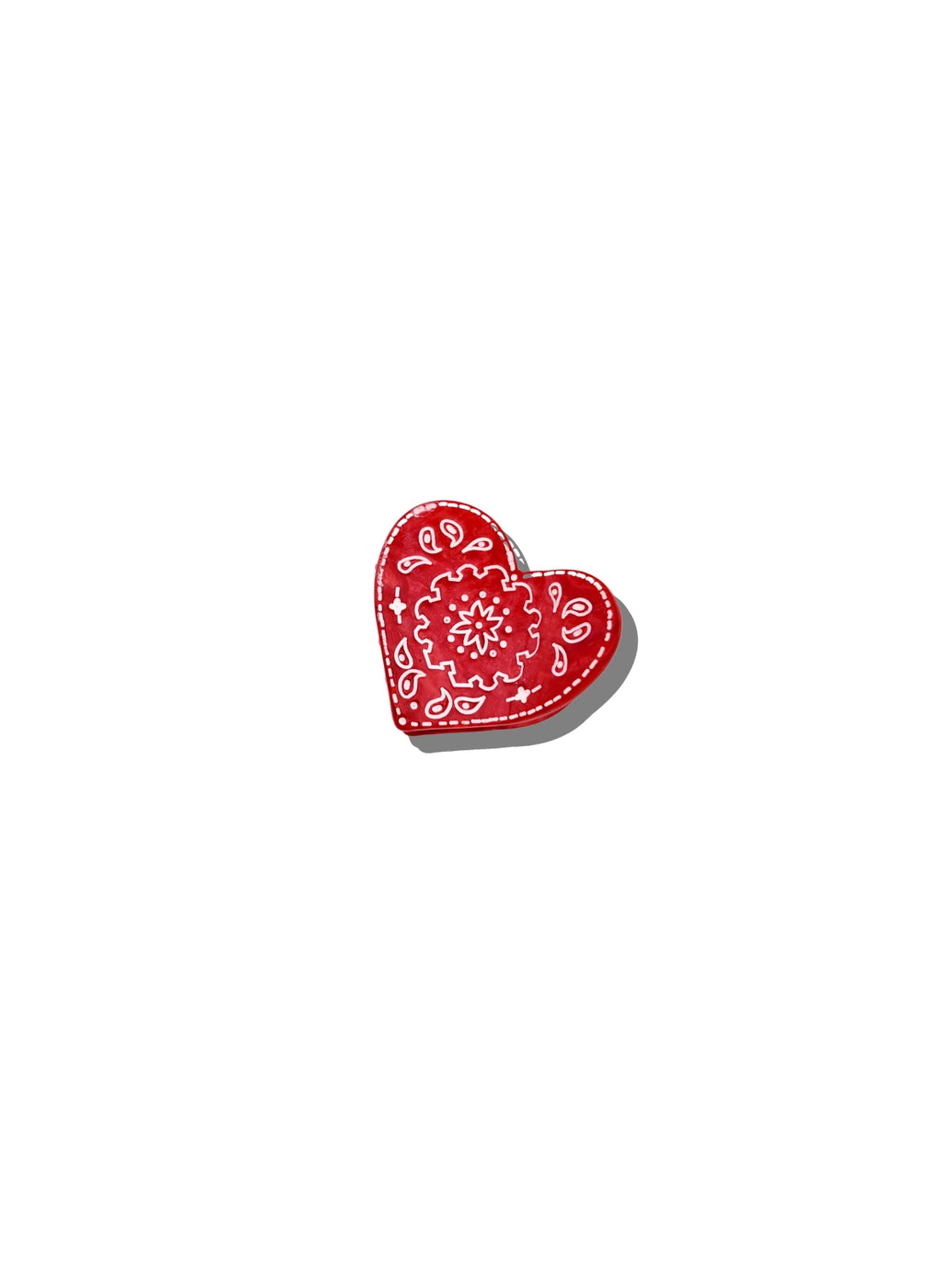 Solar Eclipse Red Mini Paisley Heart Claw Clip