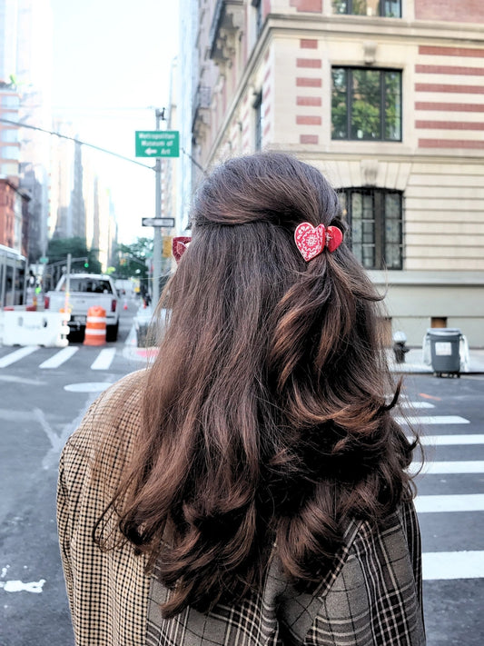 Solar Eclipse Mini Paisley Heart Claw Clip