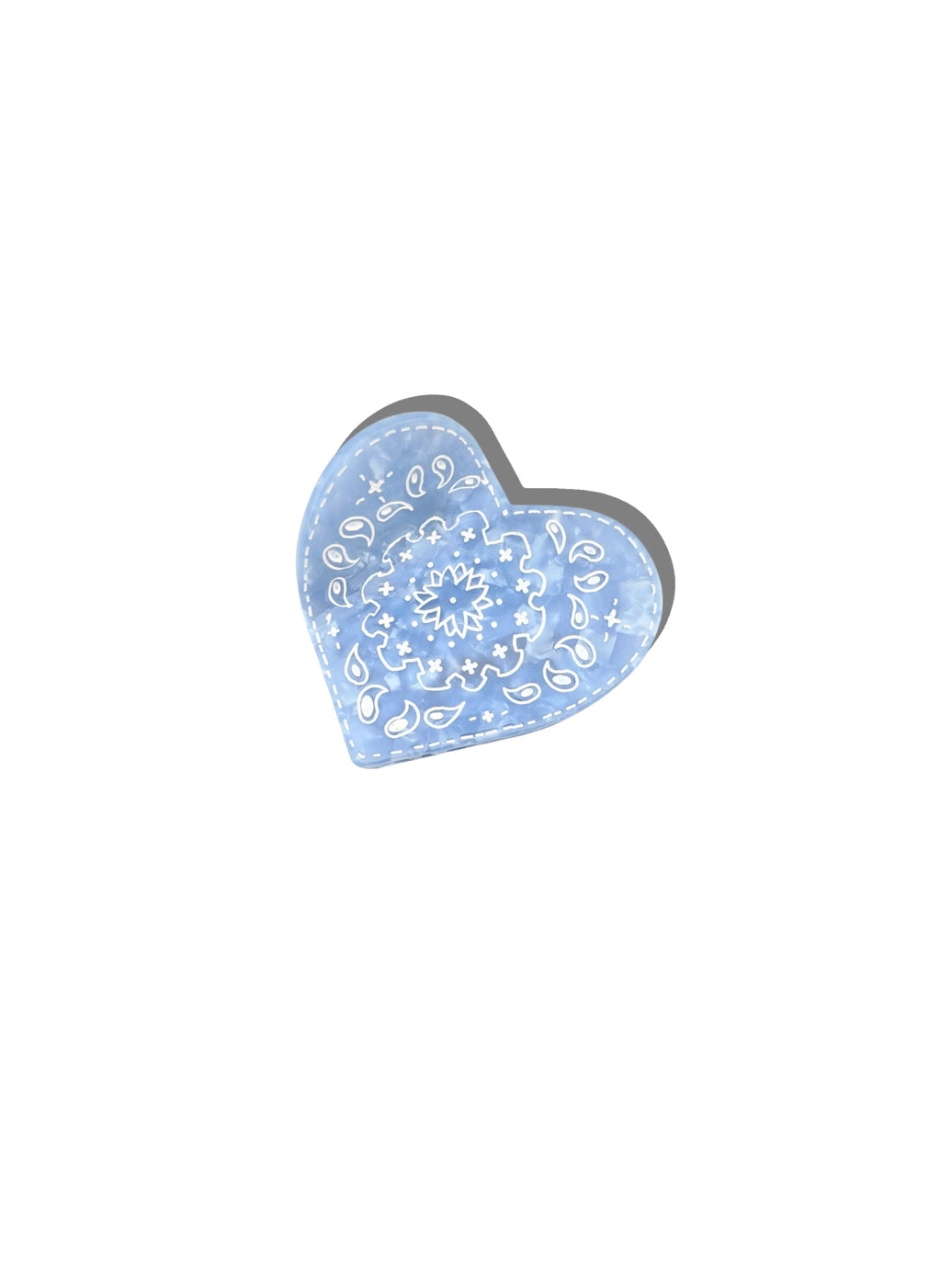 Solar Eclipse Blue Paisley Heart Claw Clip