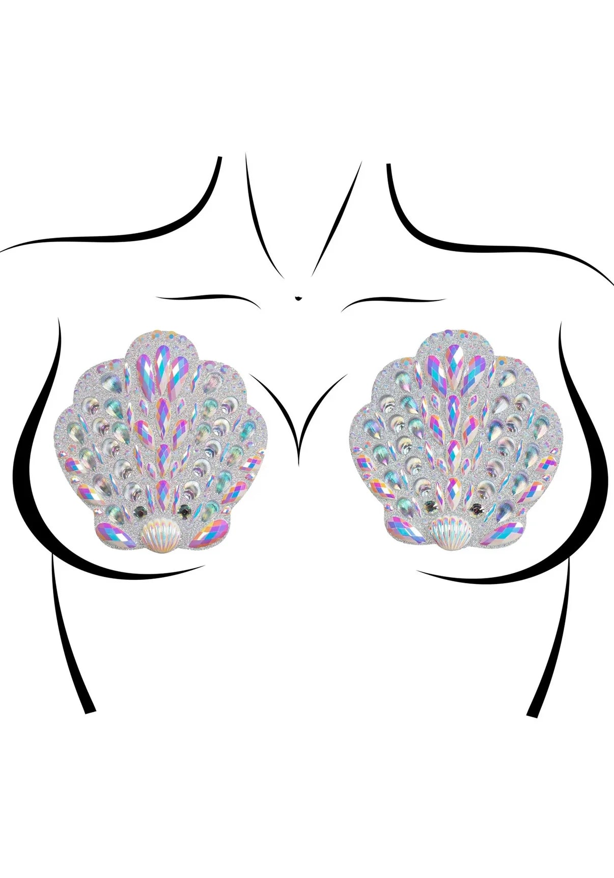 Clear Iridescent Shell Adhesive Nipple Pasty Jewels