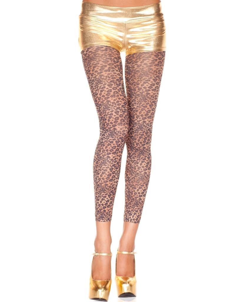 Opaque Leopard Print Footless Leggings