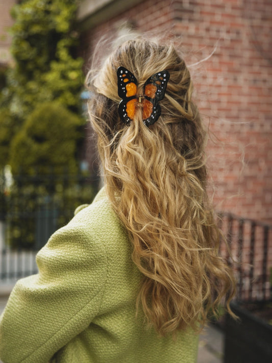 Solar Eclipse Orange Monarch Butterfly Claw Clip