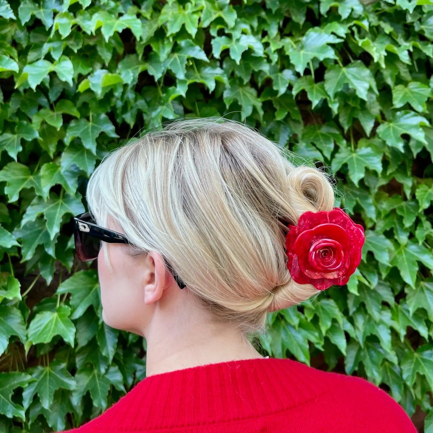 COMING SOON Solar Eclipse Red Origami Rose Claw Clip