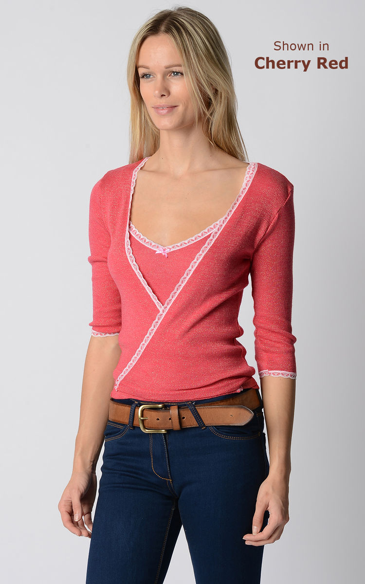 IN STORE ONLY - Palace London Sparkle Lurex Ballet Wrap Pointelle Cardigan - MORE COLOURS AVAILABLE