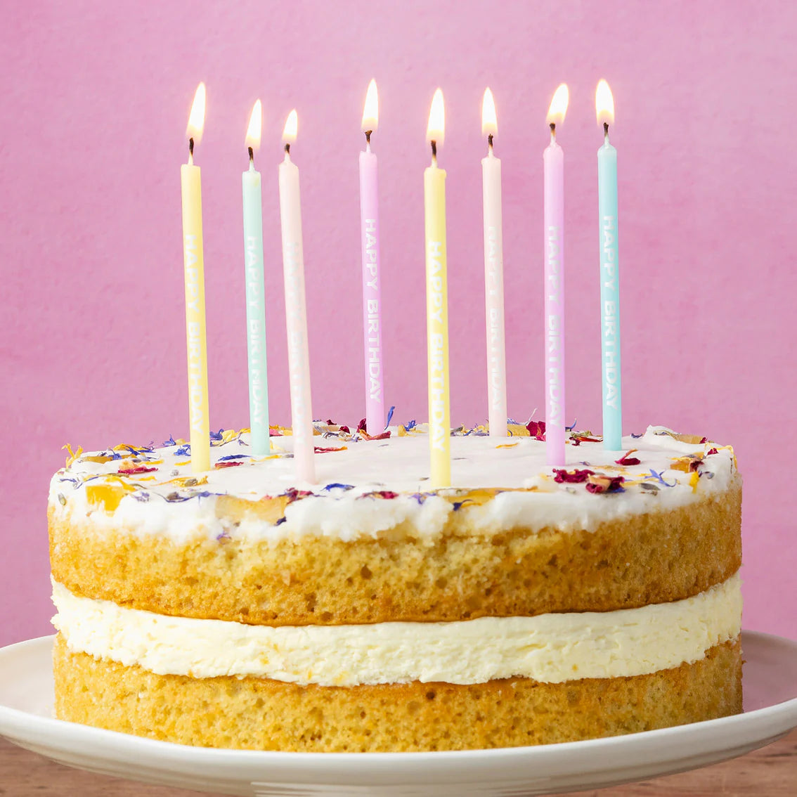 Pastel Printed 'Happy Birthday' Cake Candles