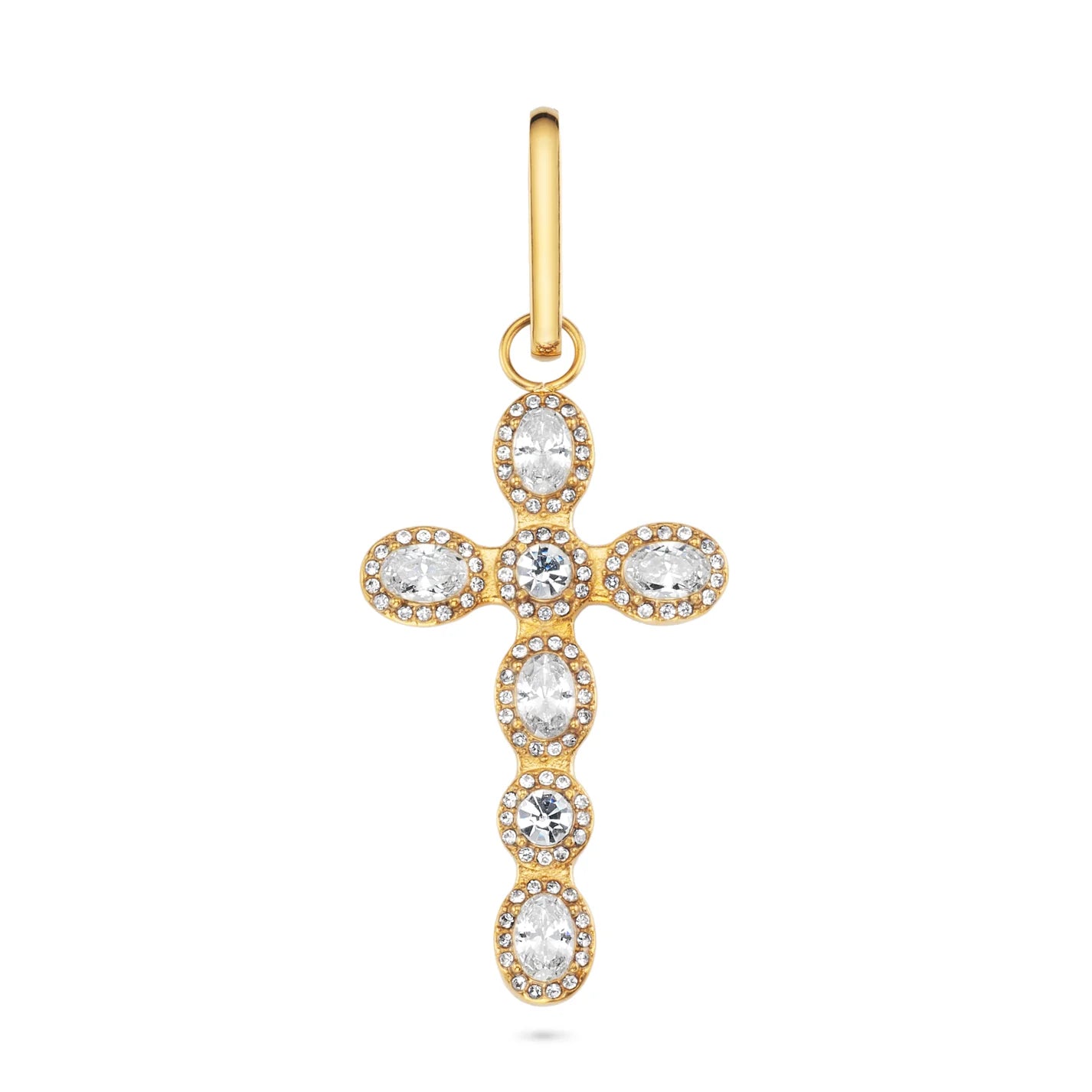 Bijoux De Mimi Phoebe Cross Pendant Charm - Gold & Crystal