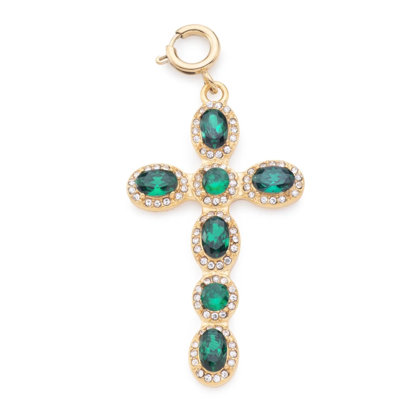 Bijoux De Mimi Phoebe Cross Pendant Charm - Gold & Green