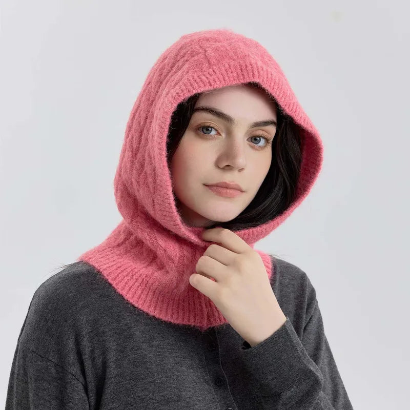 Knitted Balaclava Snood - Washed Pink