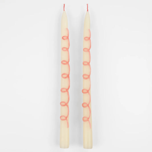 Pink Swirl Taper Candles