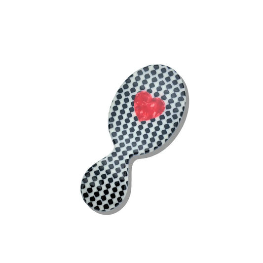 Solar Eclipse Polka Dot Heart Handbag Hero Mini Hairbrush