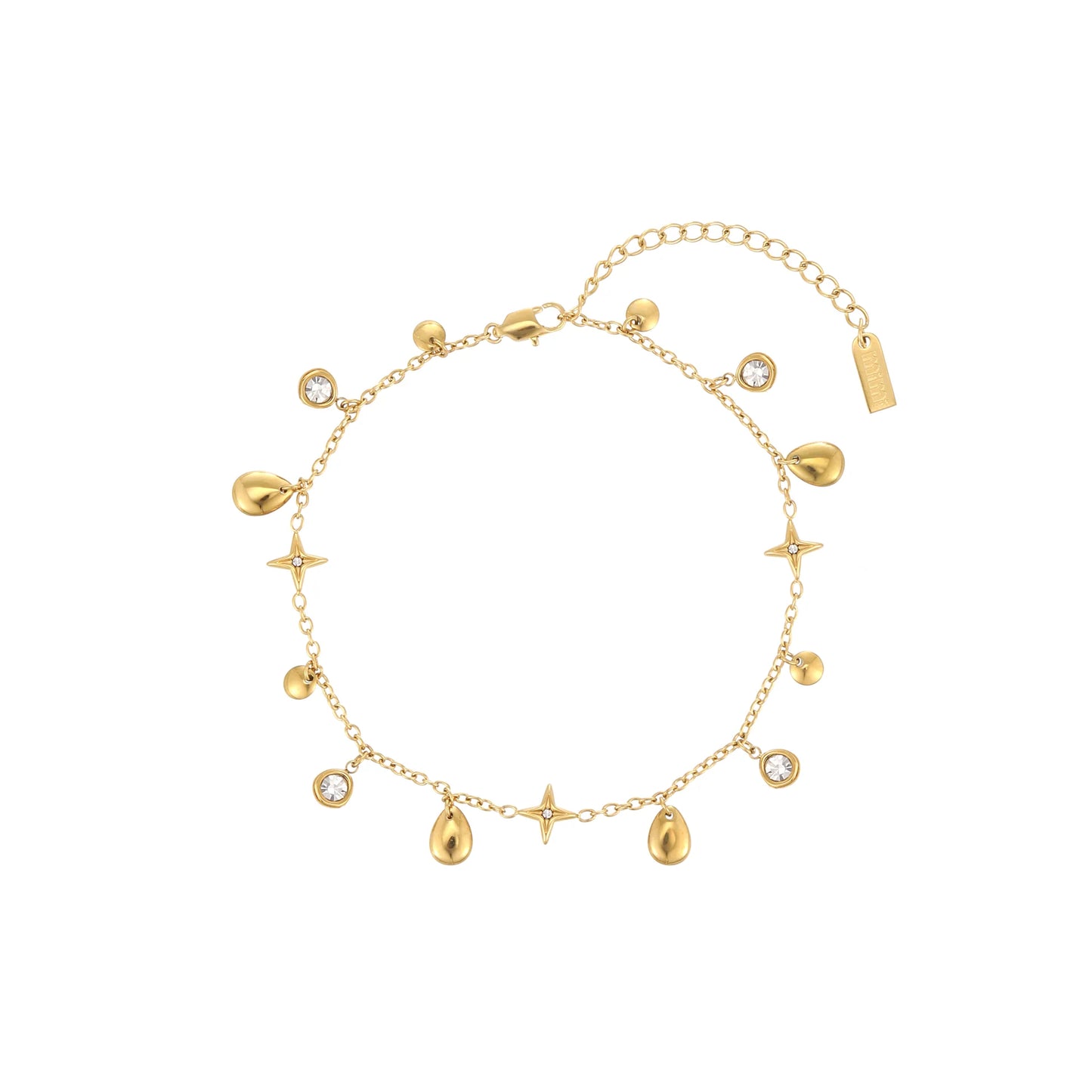 Bijoux De Mimi Poppy Star Anklet - Gold & Crystal