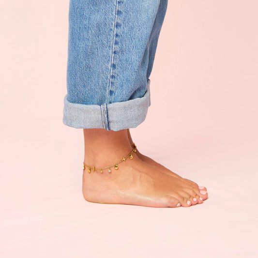 Bijoux De Mimi Poppy Star Anklet - Gold & Crystal