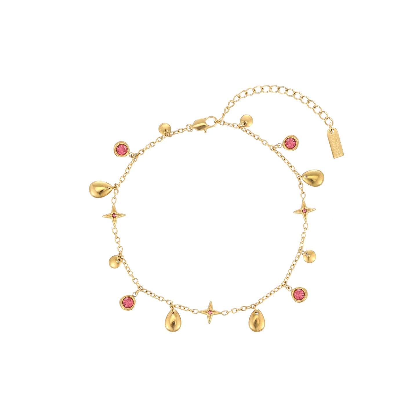 Bijoux De Mimi Poppy Star Anklet - Gold & Pink