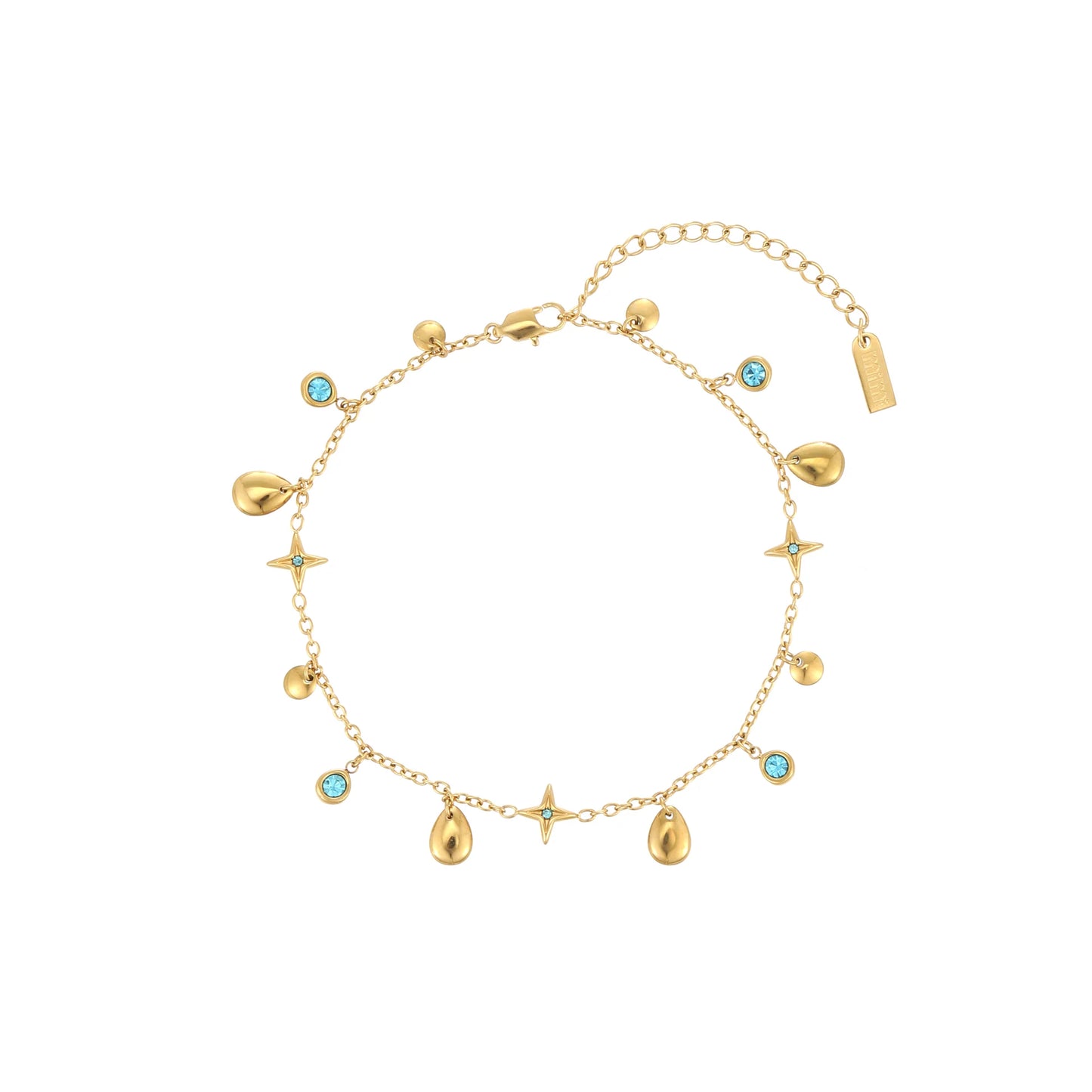 Bijoux De Mimi Poppy Star Anklet - Gold & Turquoise