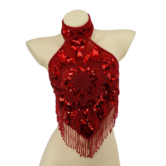 Red Beaded Medallion Top