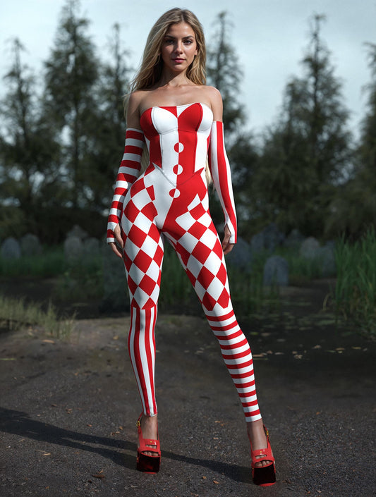 Red Clown Strapless Romper