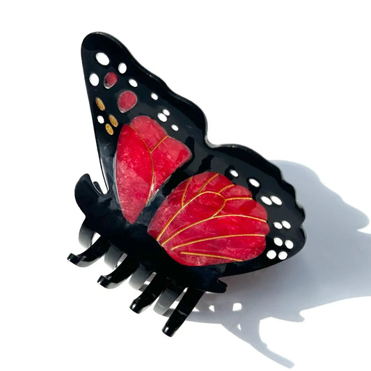 Solar Eclipse Red Monarch Butterfly Claw Clip