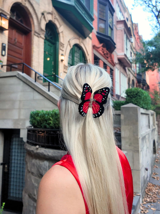 Solar Eclipse Red Monarch Butterfly Claw Clip