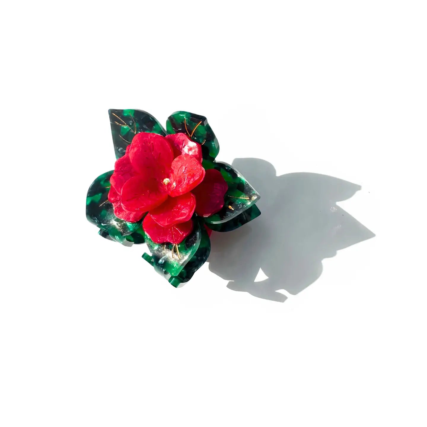 Red Poinsettia Claw Clip