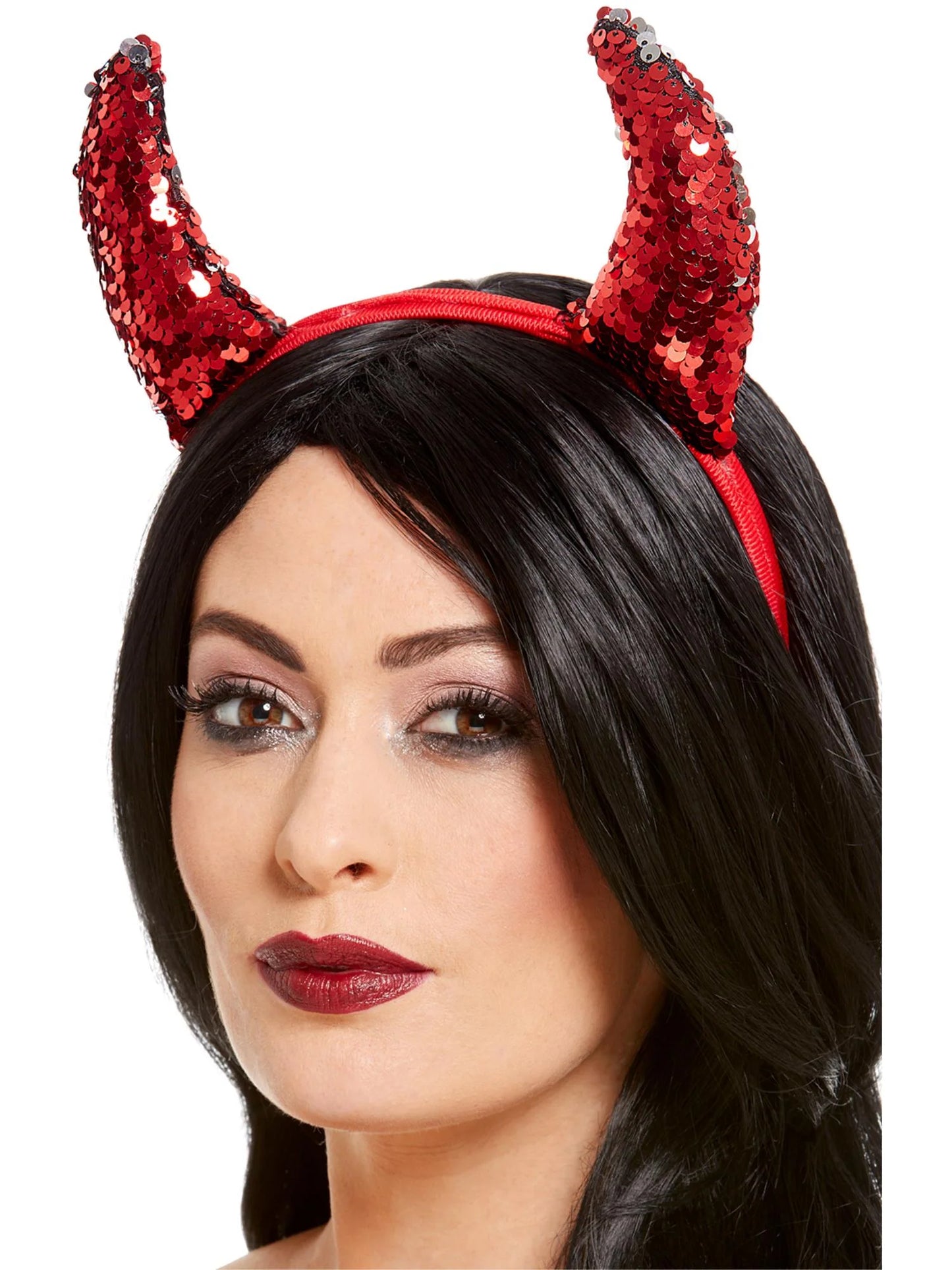 Reversible Sequin Devil Horns Headband