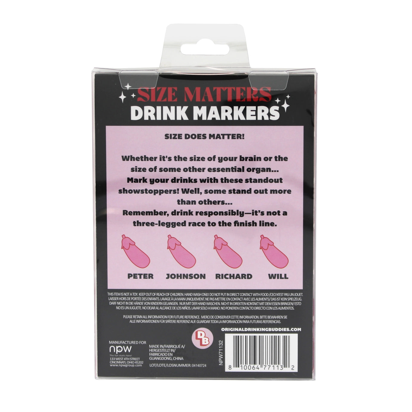 Drinking Buddies Size Matters Drink Markers