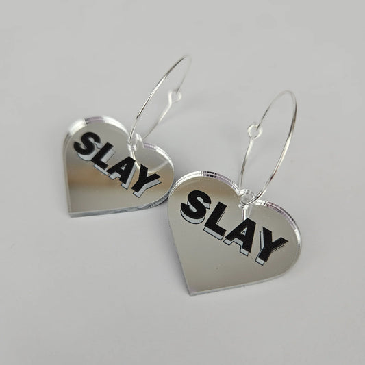 Slay Heart Hoop Earrings - Mirror