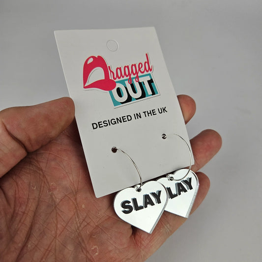 Slay Heart Hoop Earrings - Mirror