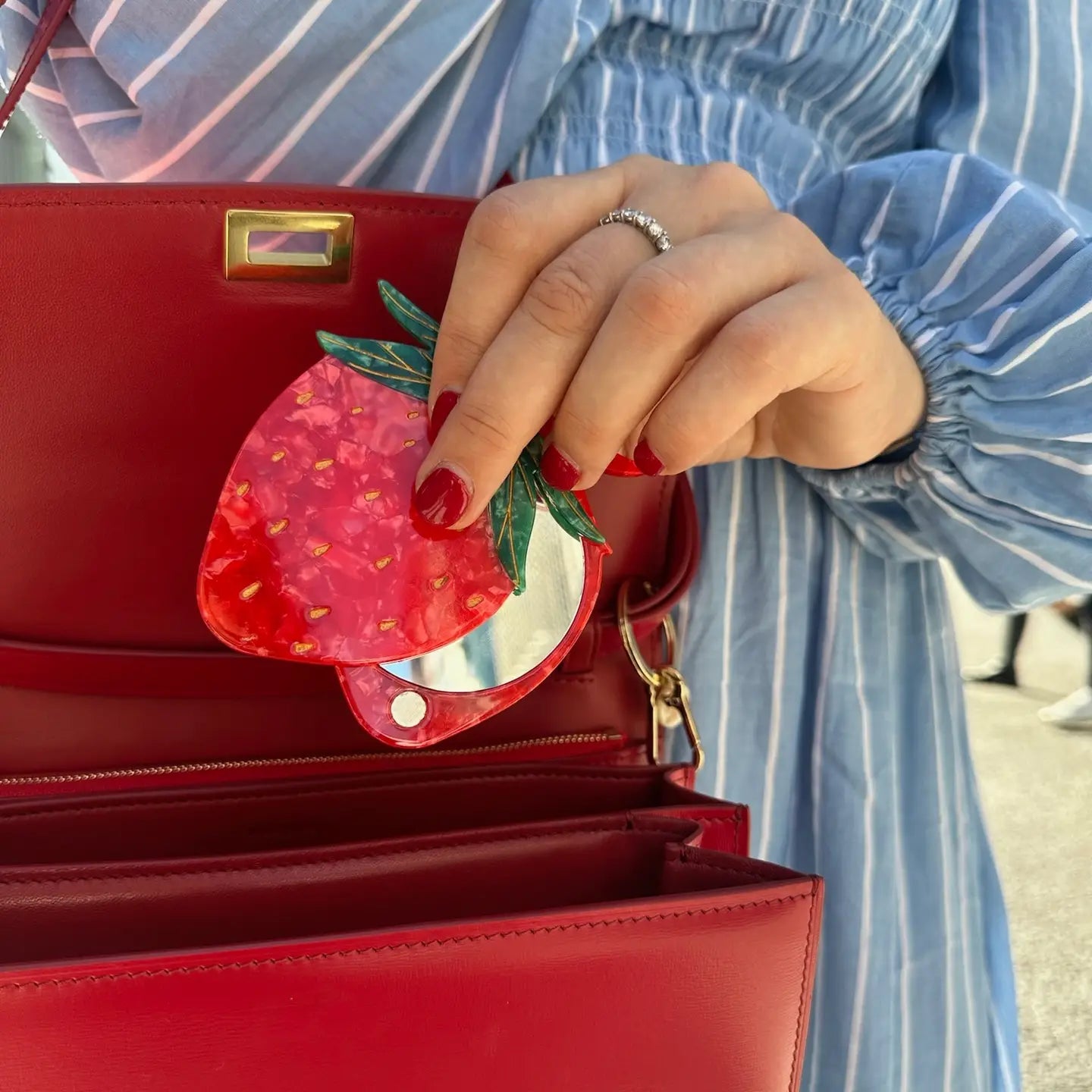 Solar Eclipse Strawberry Compact Mirror
