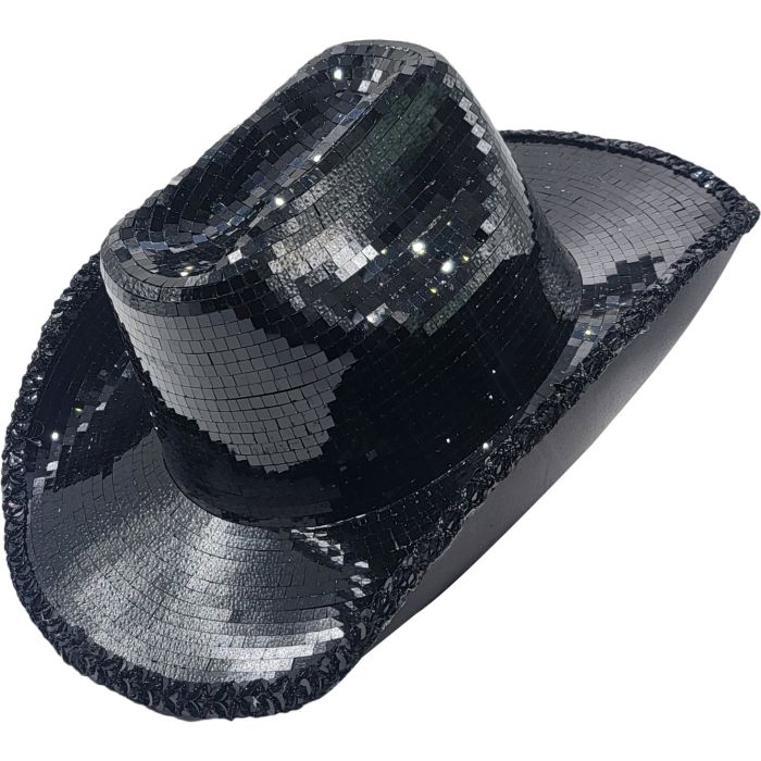 Disco Mirror Cowboy Hat - Black