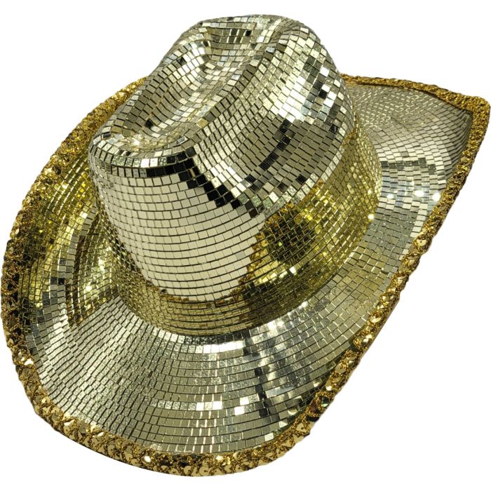Disco Mirror Cowboy Hat - Gold