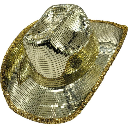 Disco Mirror Cowboy Hat - Gold